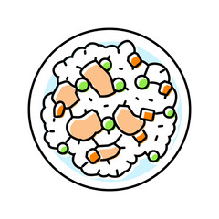 fried rice chicken dish color icon vector. fried rice chicken dish sign. isolated symbol illustration