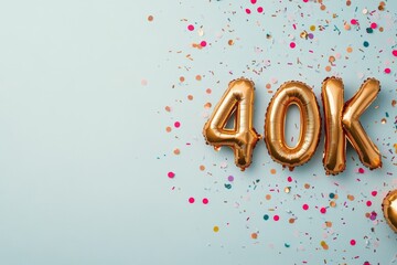 Celebration of reaching 440K followers in a festive atmosphere with confetti and balloons