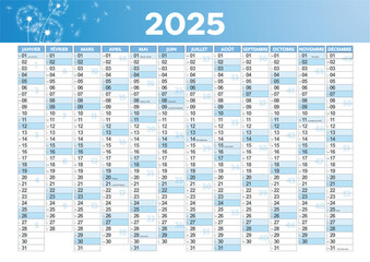 2025 france front annual calendar