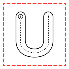 tracing capital alfabet u illustration © Rahmatullah