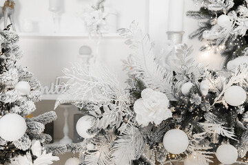 Winter wonderland display with festive decorations for Christmas and New Year