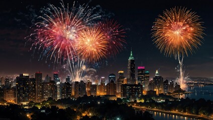 Obraz premium fireworks over the city