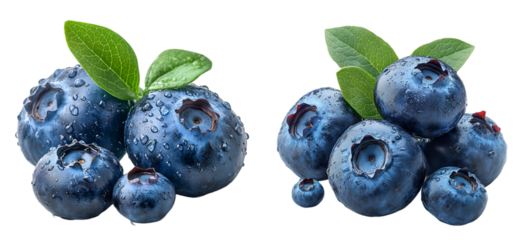 Close-up of blueberries on transparent background, PNG