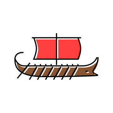 bireme ancient ship color icon vector. bireme ancient ship sign. isolated symbol illustration