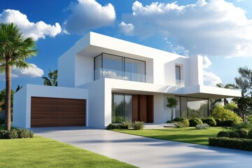 Modern luxury home exterior white cubic architecture