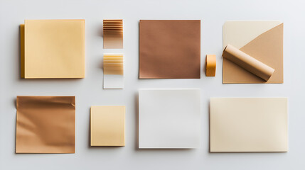 set of various blank sticky notes isolated on a white background,