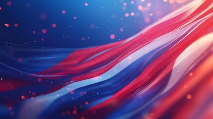 Fototapeta premium A vibrant, flowing abstract design featuring red, white, and blue colors, evoking a sense of patriotism and celebration.