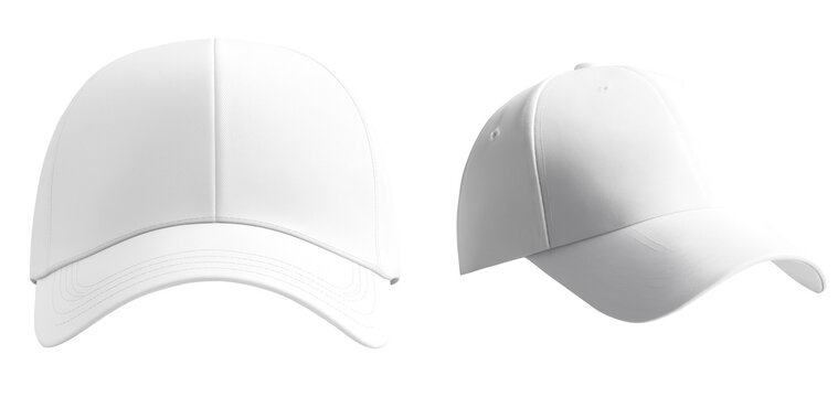 white baseball caps front and side view minimal design