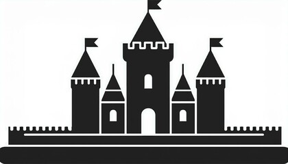 Obraz premium Castle cartoon symple style outline icon historical building 