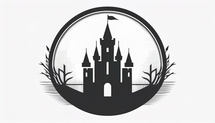 Obraz premium Castle cartoon symple style outline icon historical building 