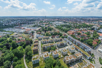 Augsburg im Luftbild, Blick über die Nagahama-Allee zur Innenstadt