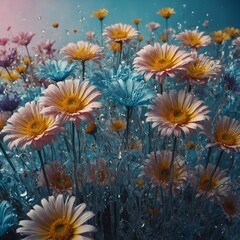 A surreal background with melting flowers.

