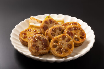 レンコン　肉詰め焼き