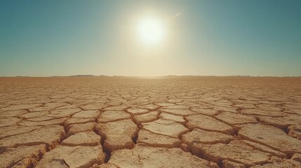 Fototapeta premium Dry Desert Landscape Under Harsh Sunlight