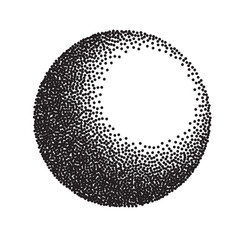 Retro 3d stipple sphere. Gradient circle background.