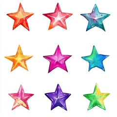 Obraz premium 様々な色の星形のデザインが並ぶアートの作品