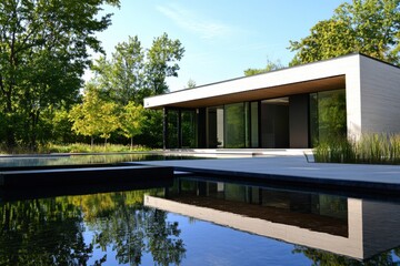 Modern minimalist villa geometric architecture white cubic structures