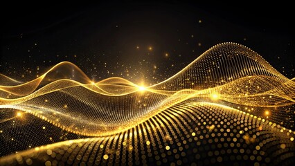 Abstract Golden Particle Wave Background for Luxury Design