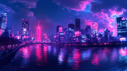 Fototapeta premium Futuristic Neon Cityscapes