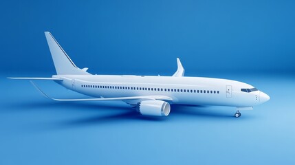 Fototapeta premium 3D airplane concept in blue background, representing air transportation and promotional banners.