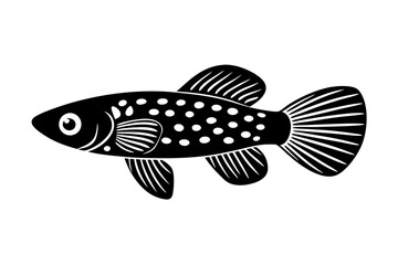 Guppy (Poecilia reticulata) Silhouette Hardy & Colorful Livebearer Fish Design for Art & Prints