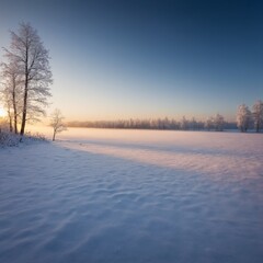 Untouched winter landscape. Amazing morning view