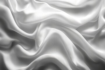 Fototapeta premium A close-up of smooth, white satin fabric with elegant folds and textures.