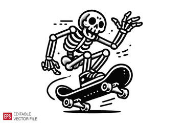 cartoon skeleton skateboarding graphic illustration design templates