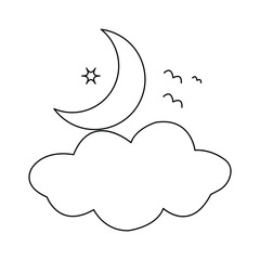 Moon symbol continuous one line drawing isolated of outline vector illustration

