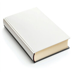 Blank white hardcover book on a white background.