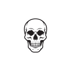Fototapeta premium A black and white skull silhouette illustration vector design in white background.