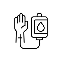 Blood donation outline icons, minimalist vector illustration ,simple transparent graphic element .Isolated on white background