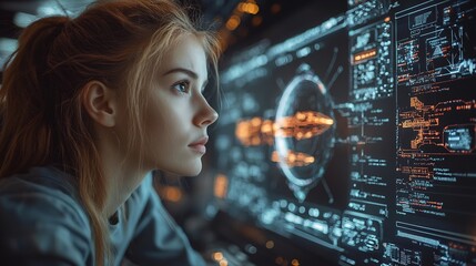 Futuristic Classroom with Holographic Spaceships Symbolizing Technological Advancements in Education