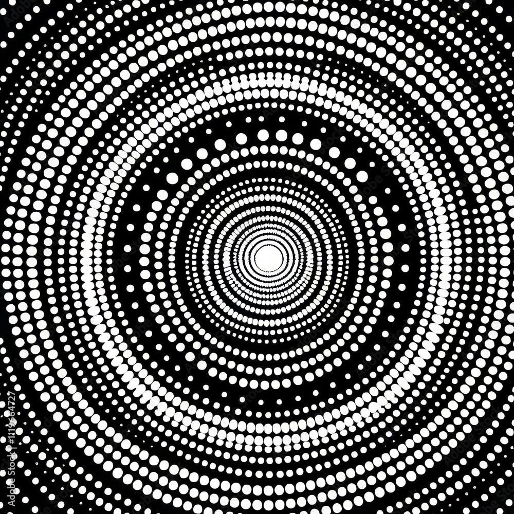 Poster dotted circles concentric circles filled with dots creating opti