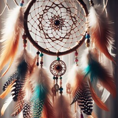 Dreamcatcher with Feathers A dreamcatcher adorned with feathers