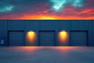 Obraz premium industrial warehouse exterior corrugated metal siding