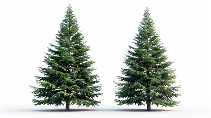 Fototapeta premium Bare Christmas and Pine Trees: Isolated on a white background, suitable for design, advertising, and architectural use.