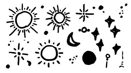 Boho Sun,moon,stars  Vector Backgrounds  Set