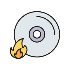 cd burning color line icon with white background vector stock illustration