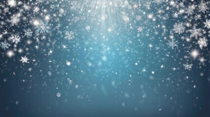 Obraz premium New Year Vector Background with Falling Glitter Snowflakes and Stars. Isolated on Transparent. Glowing Snow Twinkly Pattern. Glitter Overlay Print. Winter Party. Design for Template.