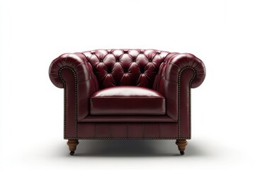 Fototapeta premium Luxurious chesterfield armchair deep burgundy leather