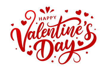 happy valentine's day lettering vector art. valentine's day greeting card vector on white background.