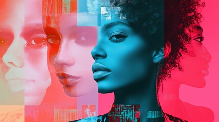 Collage of different images made by Generative AI technology pop trend fashion style