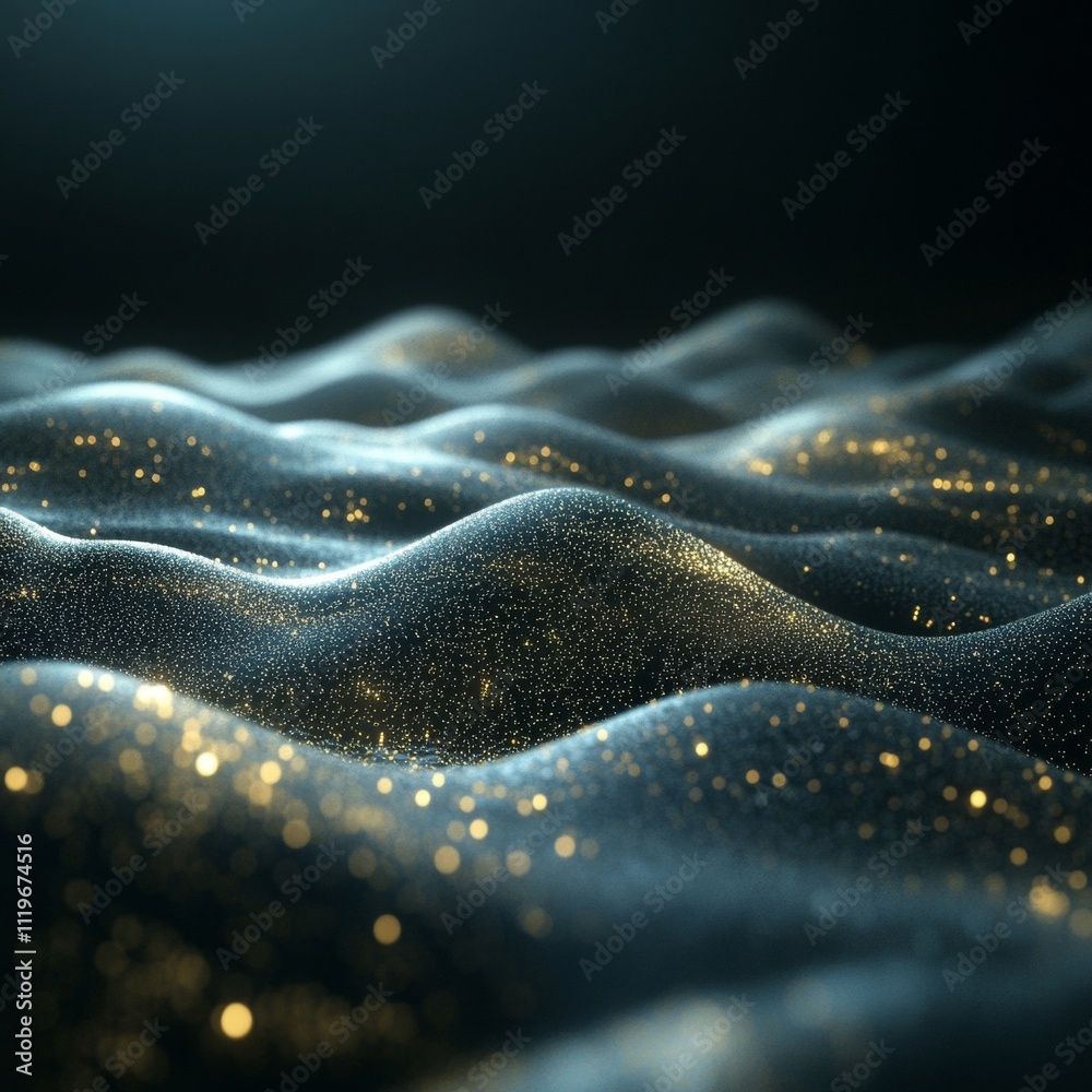 Poster futuristic digital wave,, abstract binary code particles, technology and science banner, 3d render
