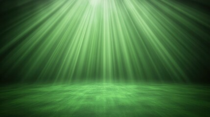 Obraz premium Bright Green Light Rays Illuminating an Abstract Background in a Dark Space