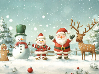 santa claus and snowman