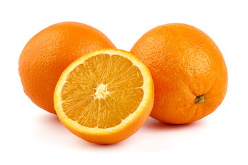 Oranges, isolated on white background.
