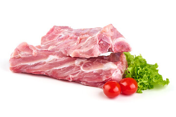 Pork ribs. Raw meat, isolated on white background.