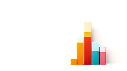 Fototapeta premium A colorful bar chart on a white background, representing data visualization and statistical analysis.