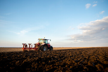 Tractor working in the field